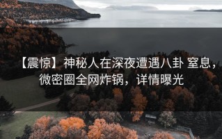 【震惊】神秘人在深夜遭遇八卦 窒息，微密圈全网炸锅，详情曝光