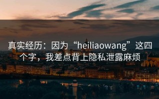真实经历：因为“heiliaowang”这四个字，我差点背上隐私泄露麻烦