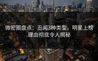 微密圈盘点：丑闻3种类型，明星上榜理由彻底令人揭秘