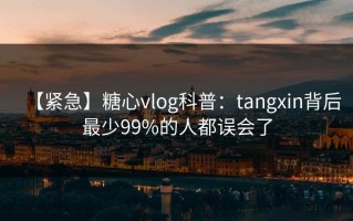 【紧急】糖心vlog科普：tangxin背后最少99%的人都误会了