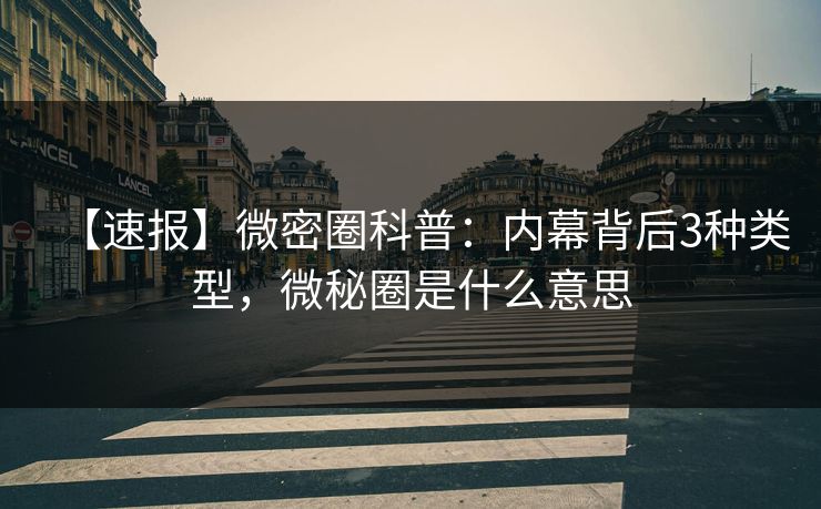 【速报】微密圈科普：内幕背后3种类型，微秘圈是什么意思-第1张图片-麻豆传媒全球版导航