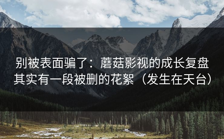 别被表面骗了：蘑菇影视的成长复盘其实有一段被删的花絮（发生在天台）-第1张图片-麻豆传媒全球版导航