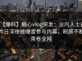【爆料】糖心vlog突发：业内人士在昨日深夜被曝曾参与内幕，刷屏不断席卷全网