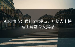 91网盘点：猛料5大爆点，神秘人上榜理由异常令人揭秘