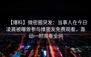 【爆料】微密圈突发：当事人在今日凌晨被曝曾参与维密友免费观看，轰动一时席卷全网