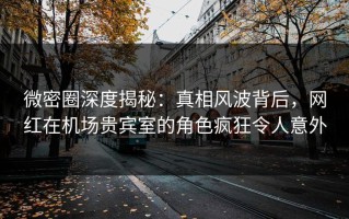微密圈深度揭秘：真相风波背后，网红在机场贵宾室的角色疯狂令人意外