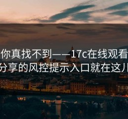 不写你真找不到——17c在线观看视频分享的风控提示入口就在这儿