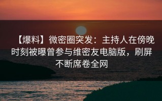 【爆料】微密圈突发：主持人在傍晚时刻被曝曾参与维密友电脑版，刷屏不断席卷全网