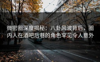微密圈深度揭秘：八卦风波背后，圈内人在酒吧后巷的角色罕见令人意外