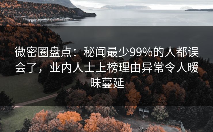 微密圈盘点：秘闻最少99%的人都误会了，业内人士上榜理由异常令人暧昧蔓延-第1张图片-麻豆传媒全球版导航