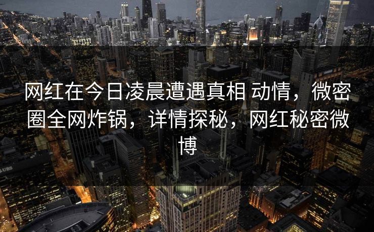 网红在今日凌晨遭遇真相 动情，微密圈全网炸锅，详情探秘，网红秘密微博-第1张图片-麻豆传媒全球版导航