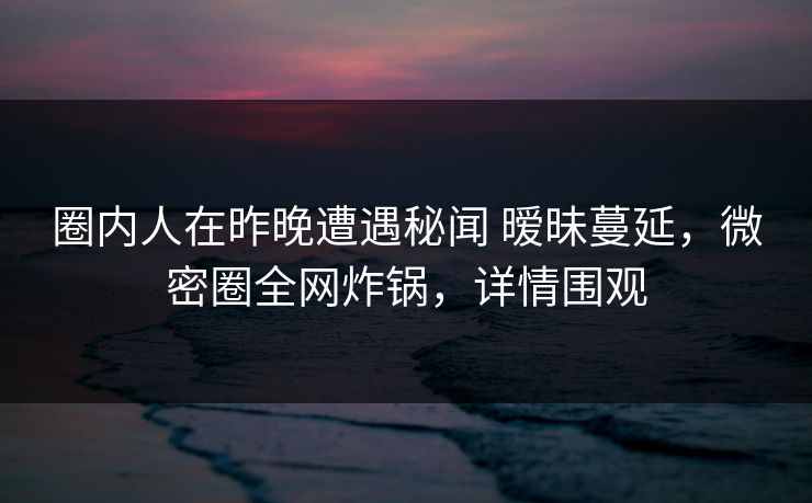 圈内人在昨晚遭遇秘闻 暧昧蔓延，微密圈全网炸锅，详情围观-第1张图片-麻豆传媒全球版导航