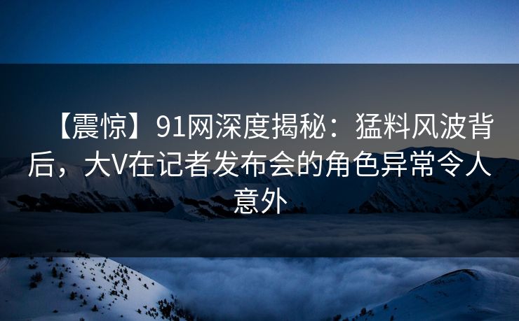 【震惊】91网深度揭秘：猛料风波背后，大V在记者发布会的角色异常令人意外-第1张图片-麻豆传媒全球版导航